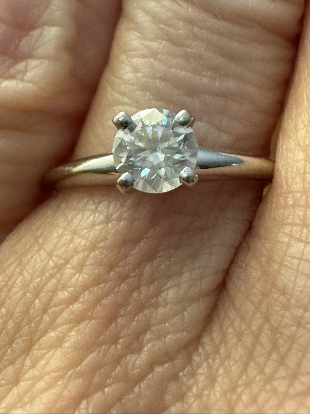 Solid 14K white gold round natural diamond solitaire engagement ring size 7 - Picture 3 of 6